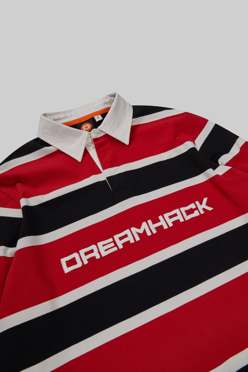 DreamHack Pixel Grind Stripe Rugby Shirt Red – ESL Shop
