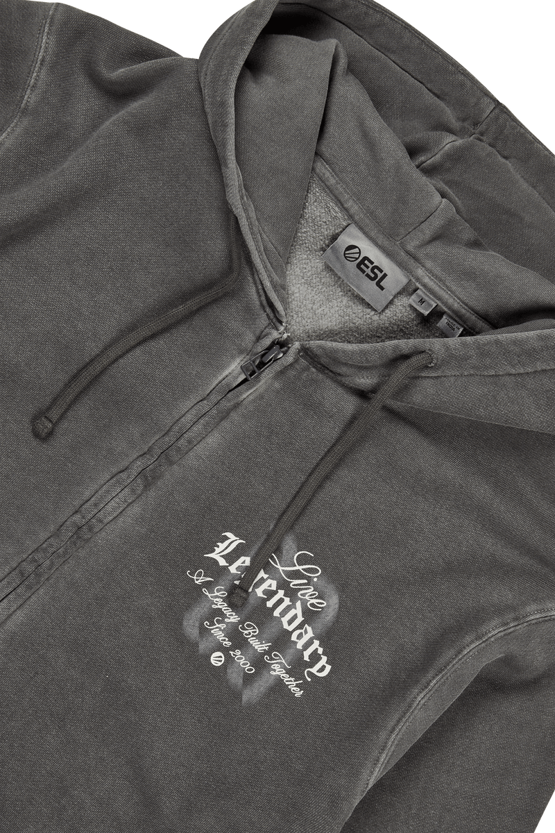 ESL Live Legendärer Zip-Hoodie, gewaschenes Grau