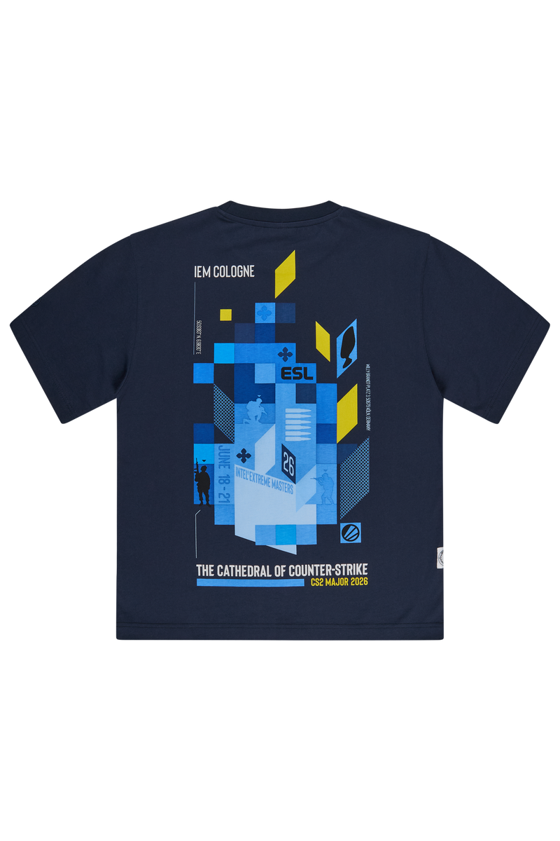 IEM Cologne 2026 Geometric Short Sleeve T-Shirt Navy Blue
