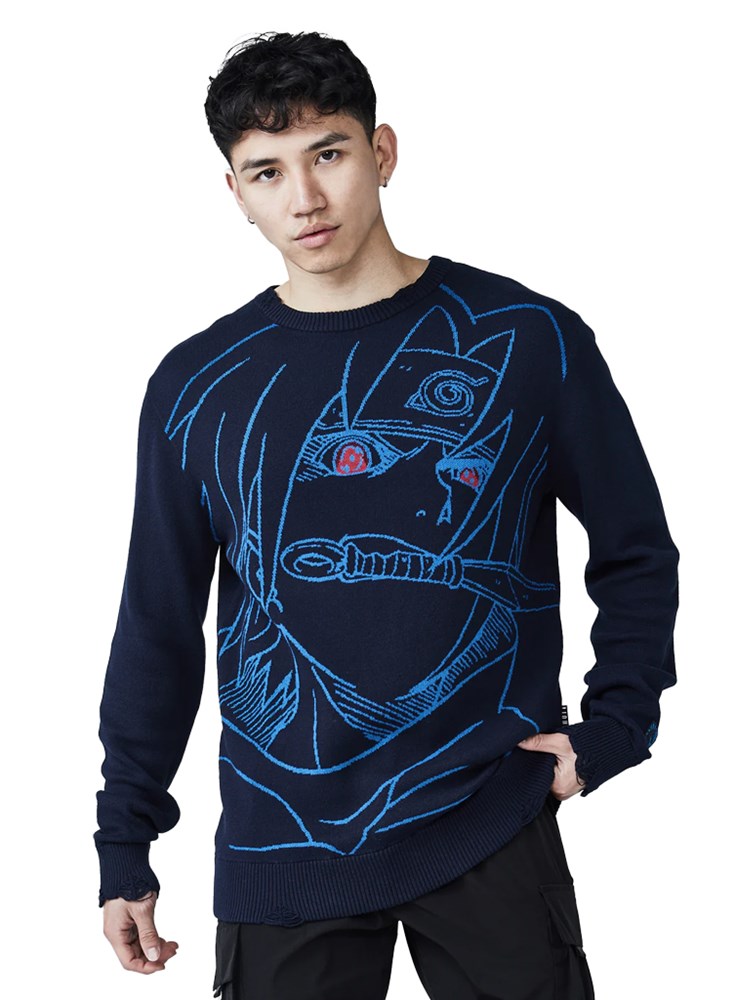 Team Liquid Naruto Sasuke Distressed Sweatshirt Navy Blue